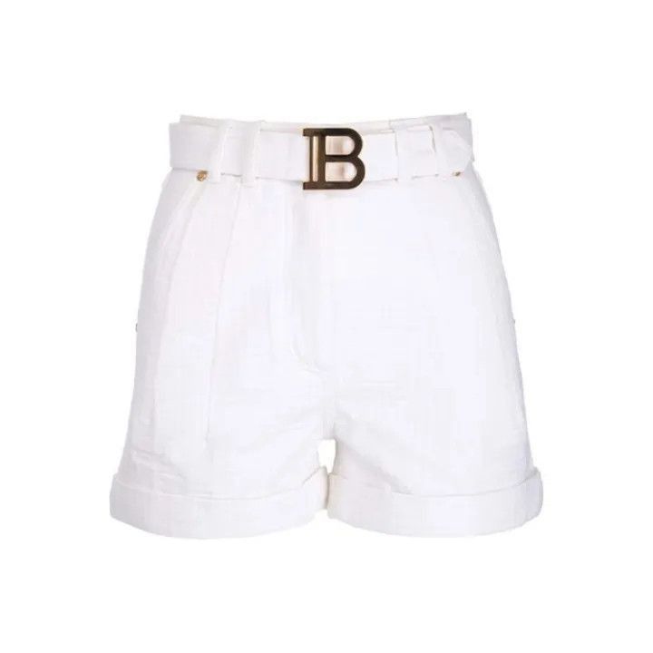 Balmain Balmain SS22 Classic Logo Belted Shorts -2507 Size 35" - 1 Thumbnail