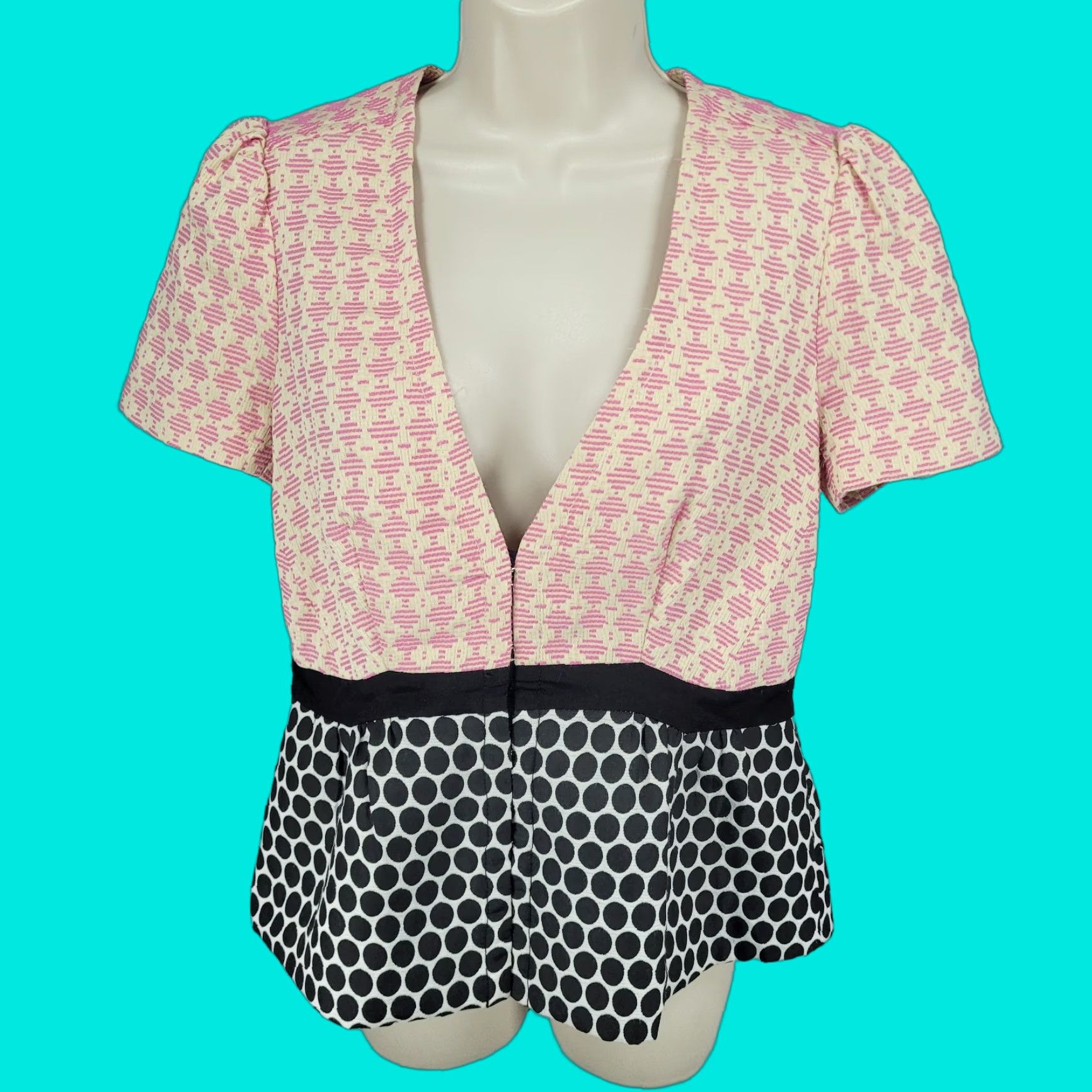 Anthropologie ELEVENSES Multicolor Polka Dot Puff Sleeve Jacket Size 10 Casual Lightweight Bohemian Teens Size L / US 10 / IT 46 - 1 Thumbnail