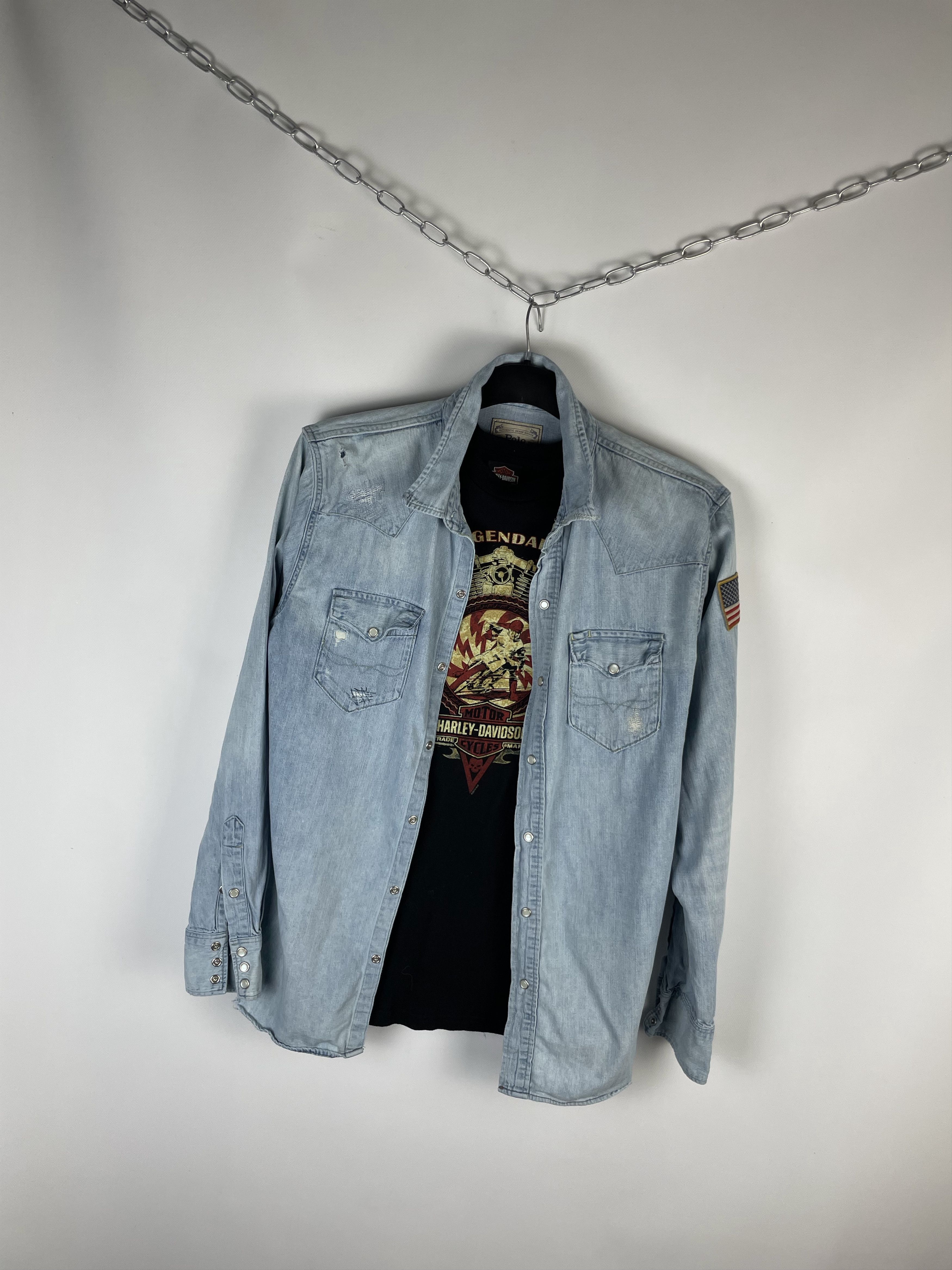 Polo Ralph Lauren Polo Ralph Lauren Vintage Mens Denim Shirt Size US L / EU 52-54 / 3 - 2 Thumbnail