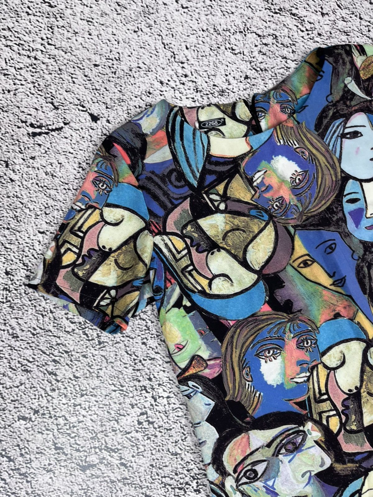 Japanese Brand Vintage Abstract Psychedelic Faces Midi Dress Size M / US 6-8 / IT 42-44 - 3 Thumbnail
