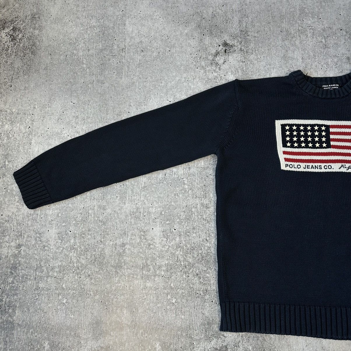 Vintage Vintage Polo Jeans Co. Ralph Lauren USA Flag Knit Sweater Size US L / EU 52-54 / 3 - 7 Thumbnail