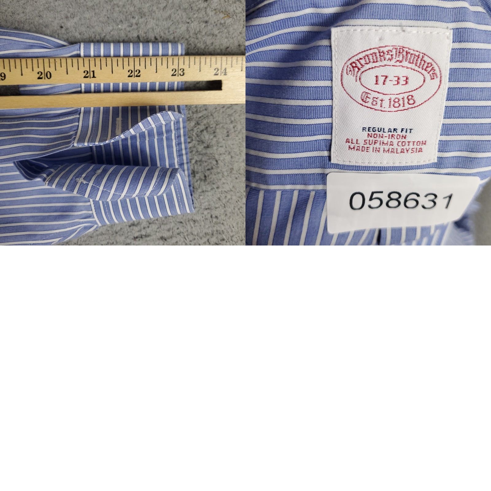 Brooks Brothers Brooks Brothers Dress Shirt Mens Size 17 Blue Striped Long Sleeve Button Up Classic Modern Size 46R - 8 Thumbnail