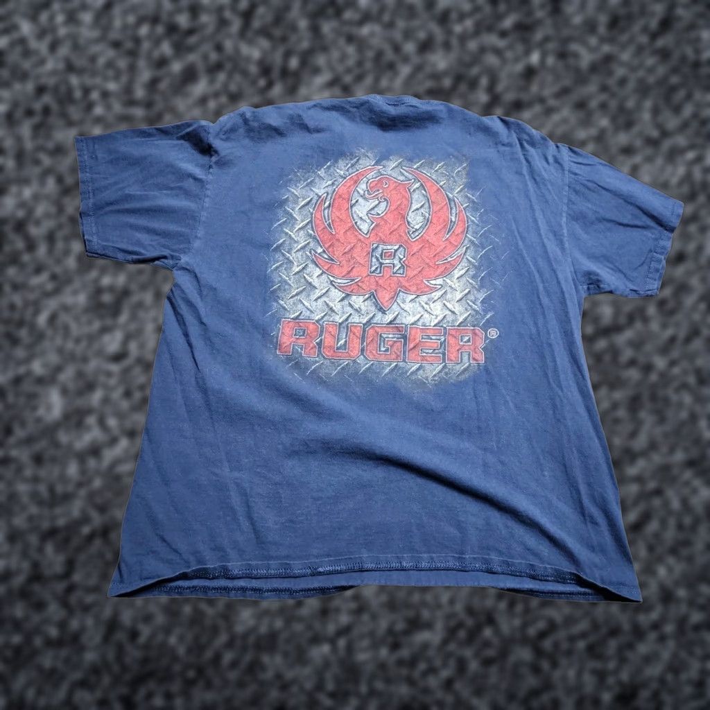 Doublet VINTAGE RUGER T-Shirt Shirt Mens XL Distressed Double-Sided Blue 80s 90s Mens Size US XL / EU 56 / 4 - 1 Thumbnail