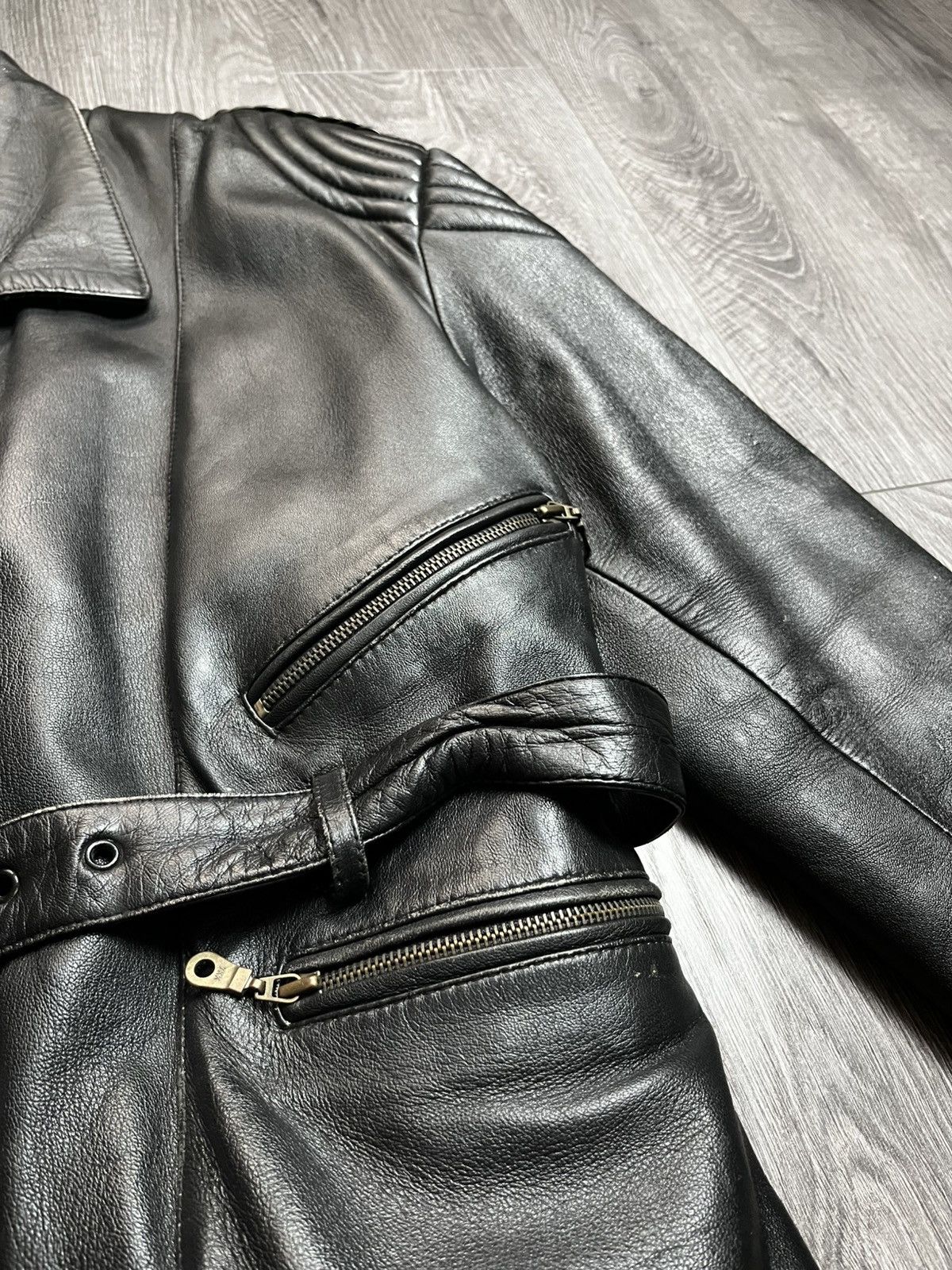 Genuine Leather Vintage 1990s Archival Leather Moto Jacket Oklahoma Buttons Size US M / EU 48-50 / 2 - 5 Thumbnail