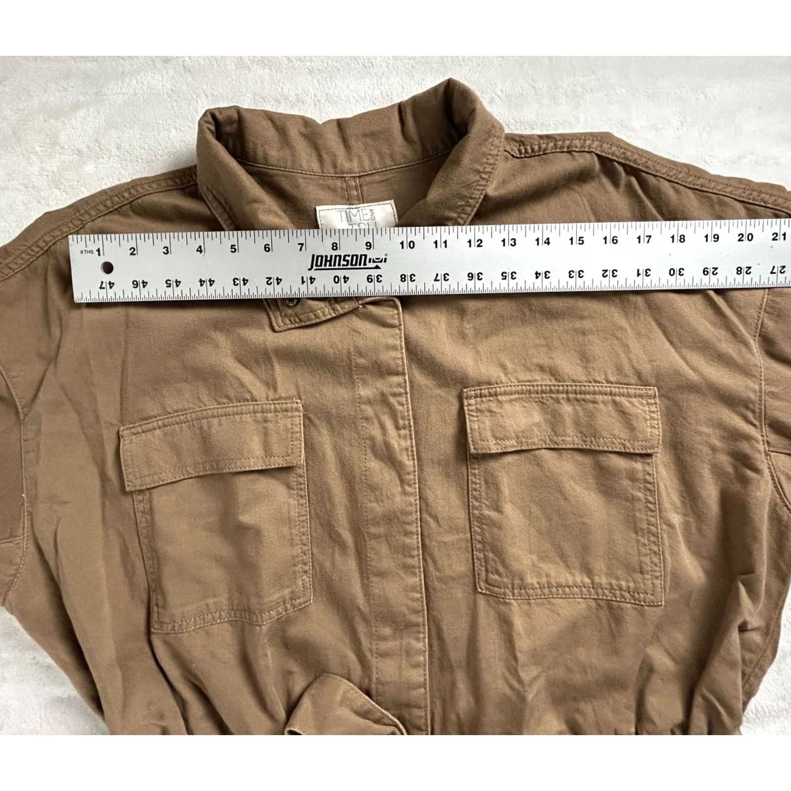Vintage Time And Tru Jacket Womens XL Brown Utility Snap Front Pockets Drawstring Waist Size XL / US 12-14 / IT 48-50 - 6 Thumbnail