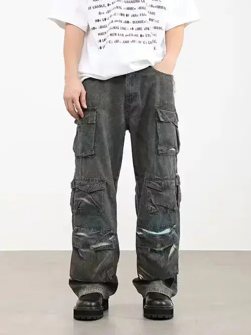 Designer distressed cargo hiphop baggy pants Size US 32 / EU 48 - 3 Thumbnail