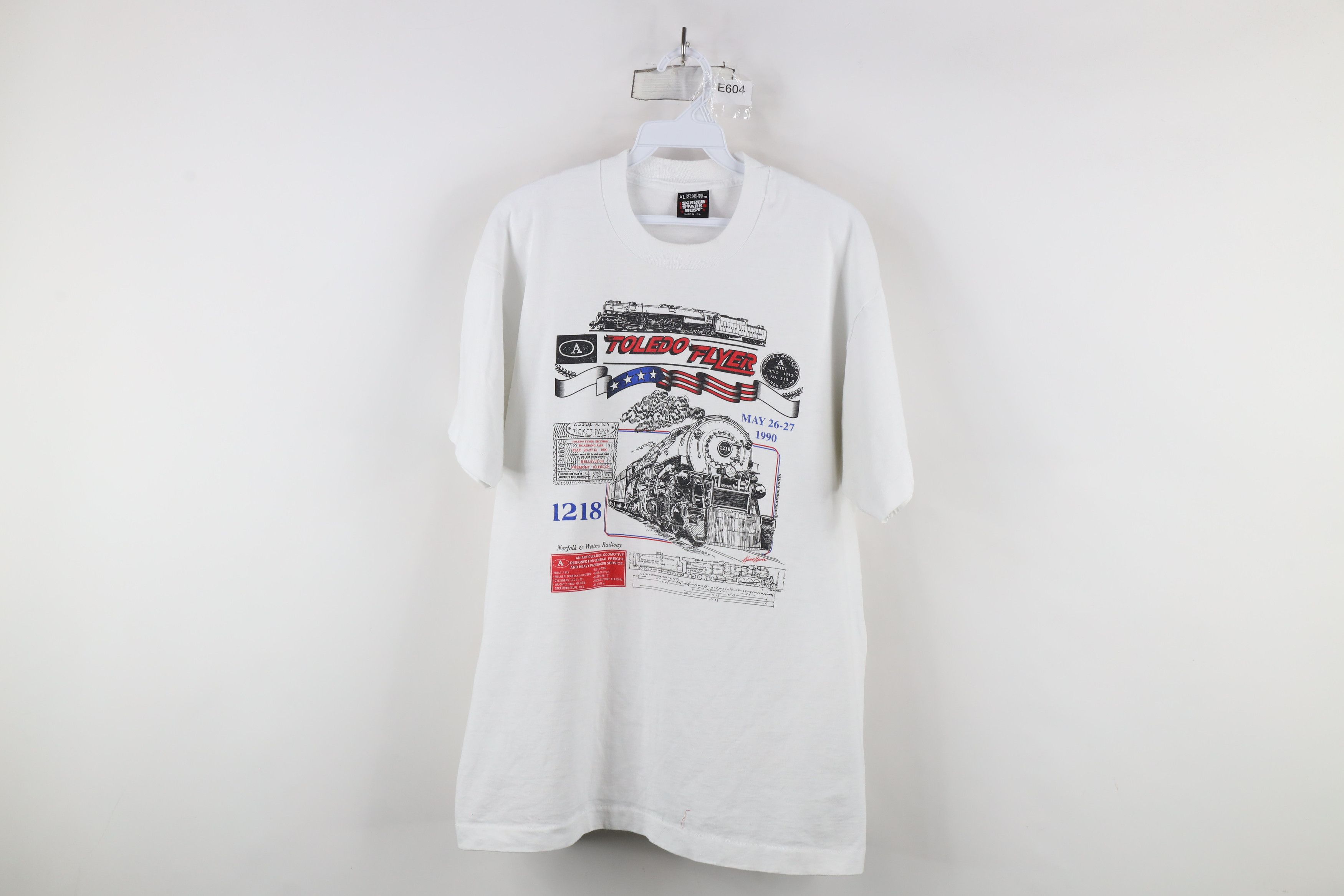 Vintage Vintage 90s Flyer Locomotive Train Short Sleeve T-Shirt USA Size US XL / EU 56 / 4 - 1 Thumbnail