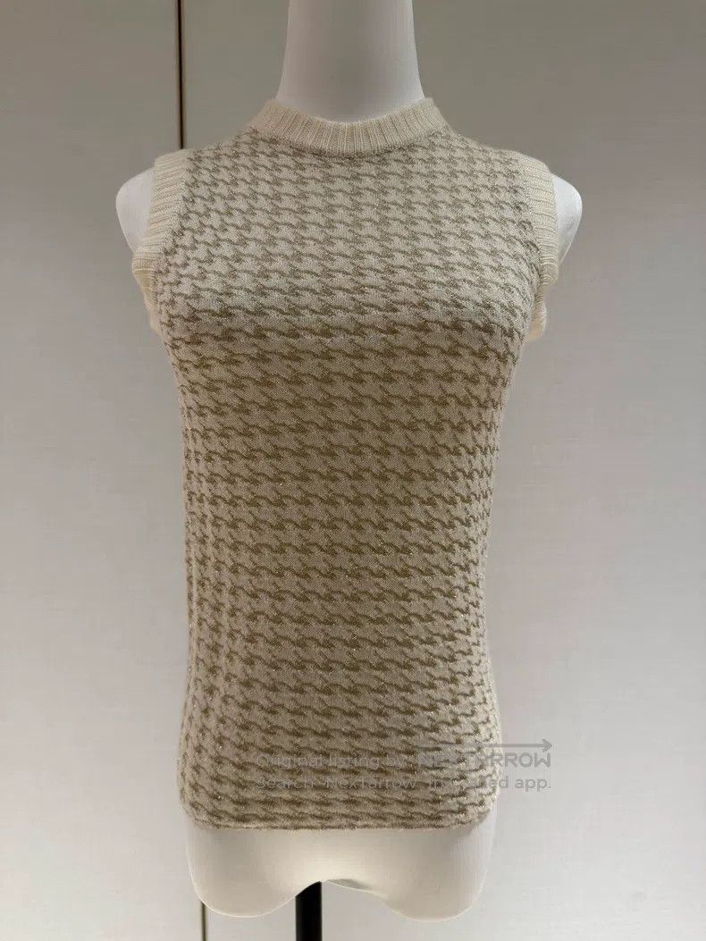 Dior Dior Gold thread thousand-bird check knitted sleeveless ve Size XS / US 0-2 / IT 36-38 - 1 Thumbnail