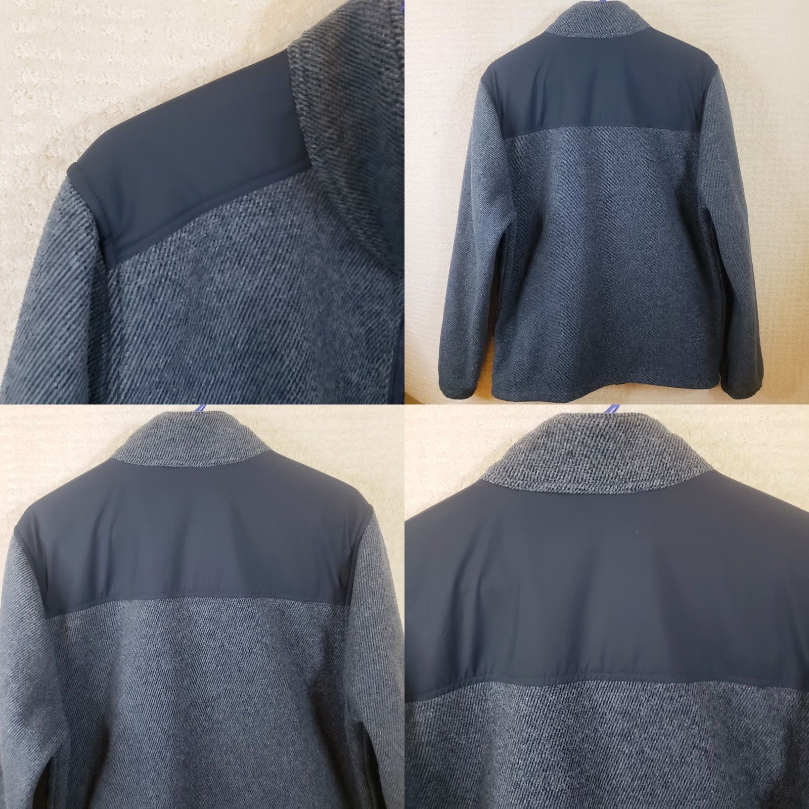 Prana Prana Men’s Full Zip Fleece Jacket Navy & Gray Herringbone Sherpa Zipper Pocket Pattern Comfort Casual Outdoor Cold Weather Size US L / EU 52-54 / 3 - 9 Thumbnail