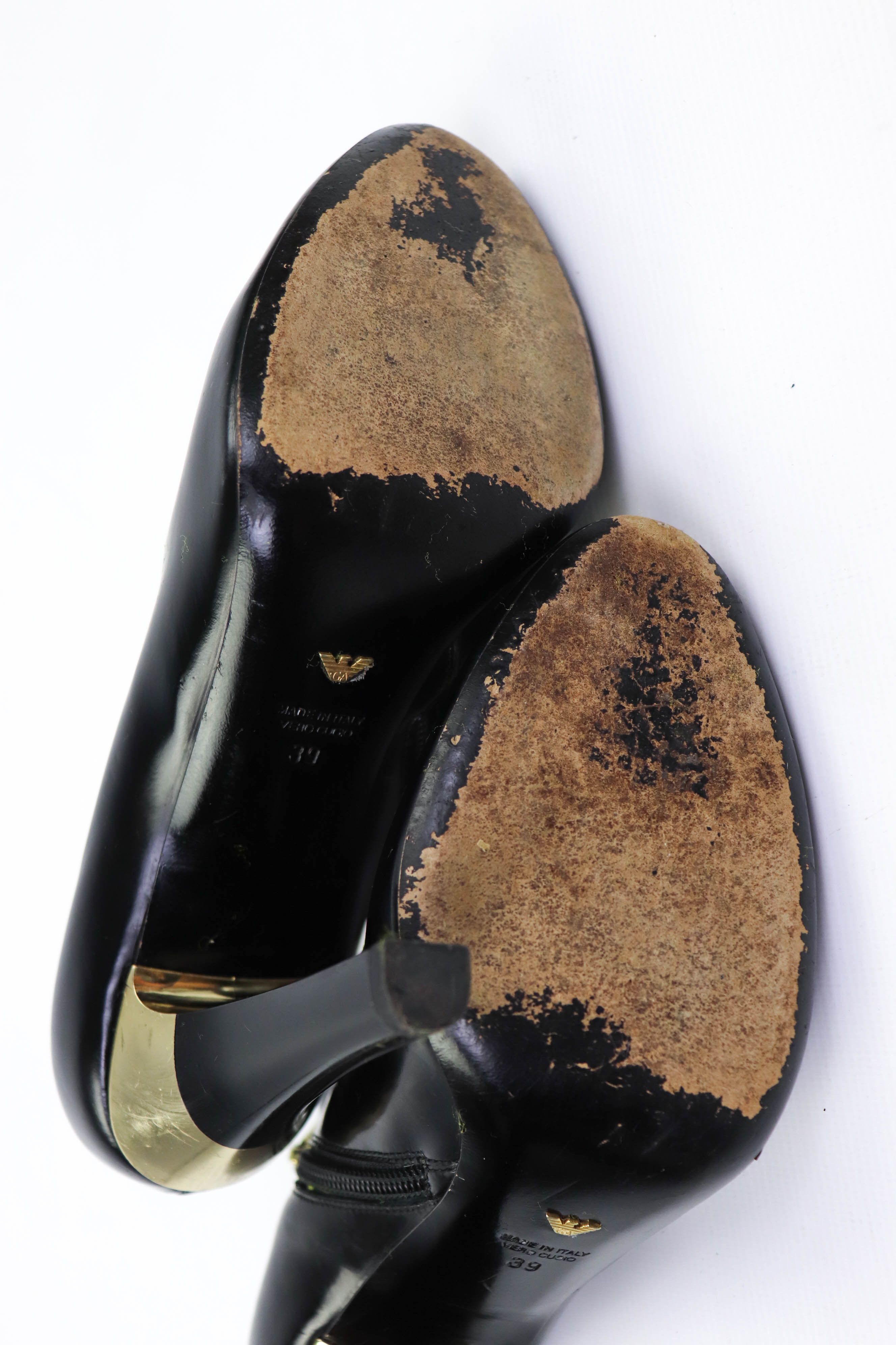 Armani Giorgio Armani Black Leather Mary Jane Pump Shoes Size US 9 / IT 39 - 16 Thumbnail