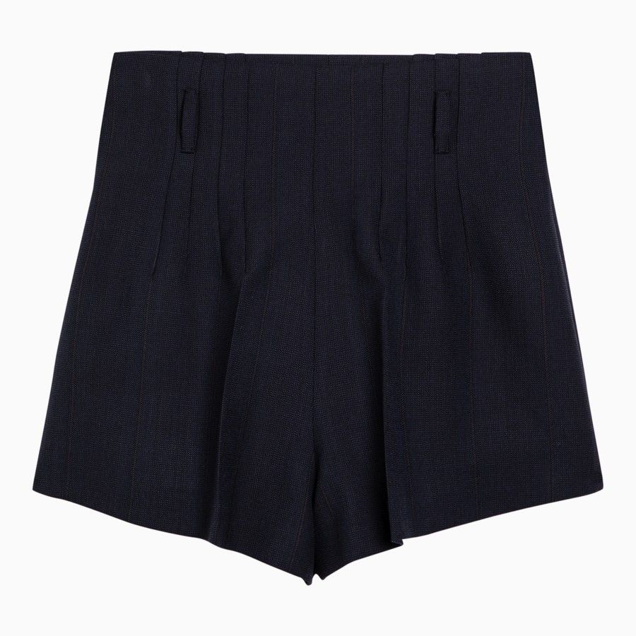 Prada o1d2blof0924 Wool Shorts in Navy Blue Size 28" / US 6 / IT 42 - 2 Thumbnail