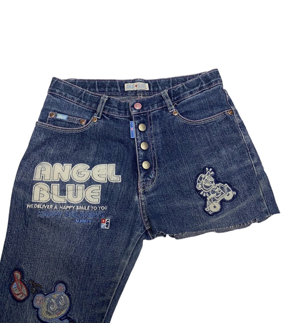 Angel Blue 🔥ANGEL BLUE☠️DISTRESSED CRAZY CUT DENIM SHORT JEANS Size 27" / US 4 / IT 40 - 6 Thumbnail