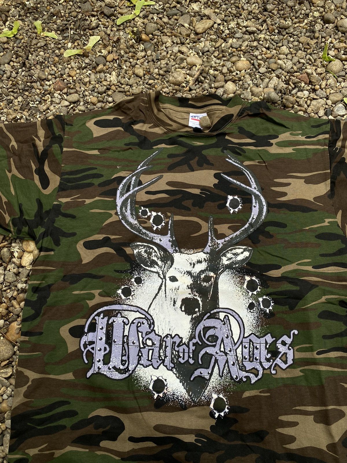 Band Tees × Vintage Vintage war Of Ages Metal as Buck Camo Rock T-Shirt Size US L / EU 52-54 / 3 - 3 Thumbnail