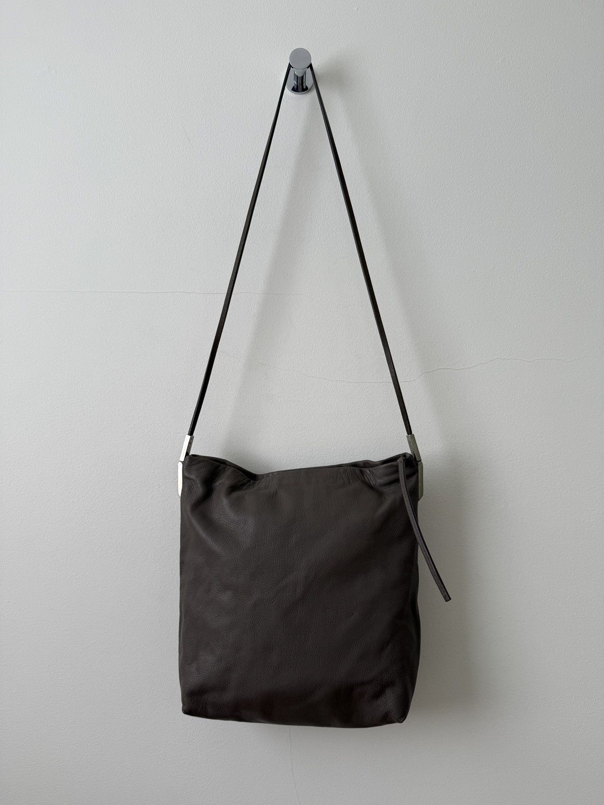 Pre-owned Rick Owens Adri Leather Shoulder Bag In Brown