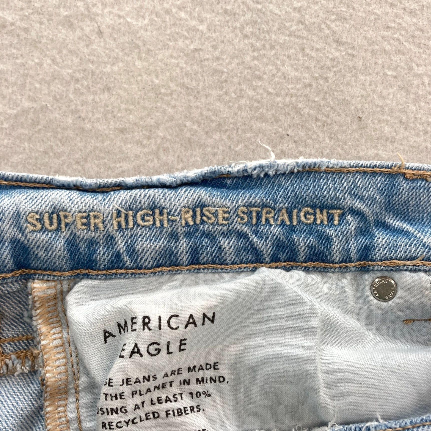 American Eagle Outfitters American Eagle Jeans Women's 12 Short Relaxed Straight Blue Denim Distressed Y2K Jeans Size 34" / US 12 / IT 48 - 6 Thumbnail