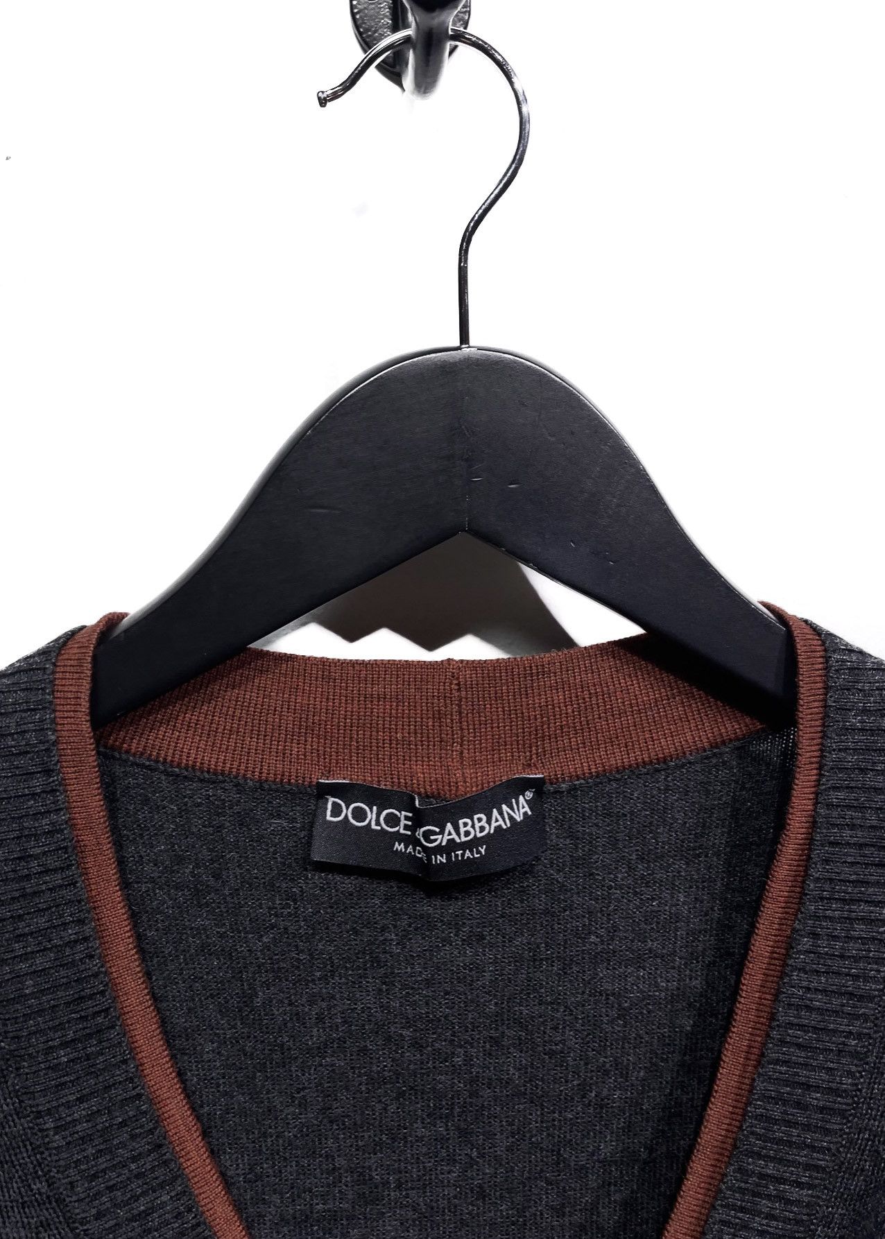 Dolce & Gabbana Dolce & Gabbana Charcoal Grey Rust Accent Wool Cardigan Size US S / EU 44-46 / 1 - 5 Thumbnail
