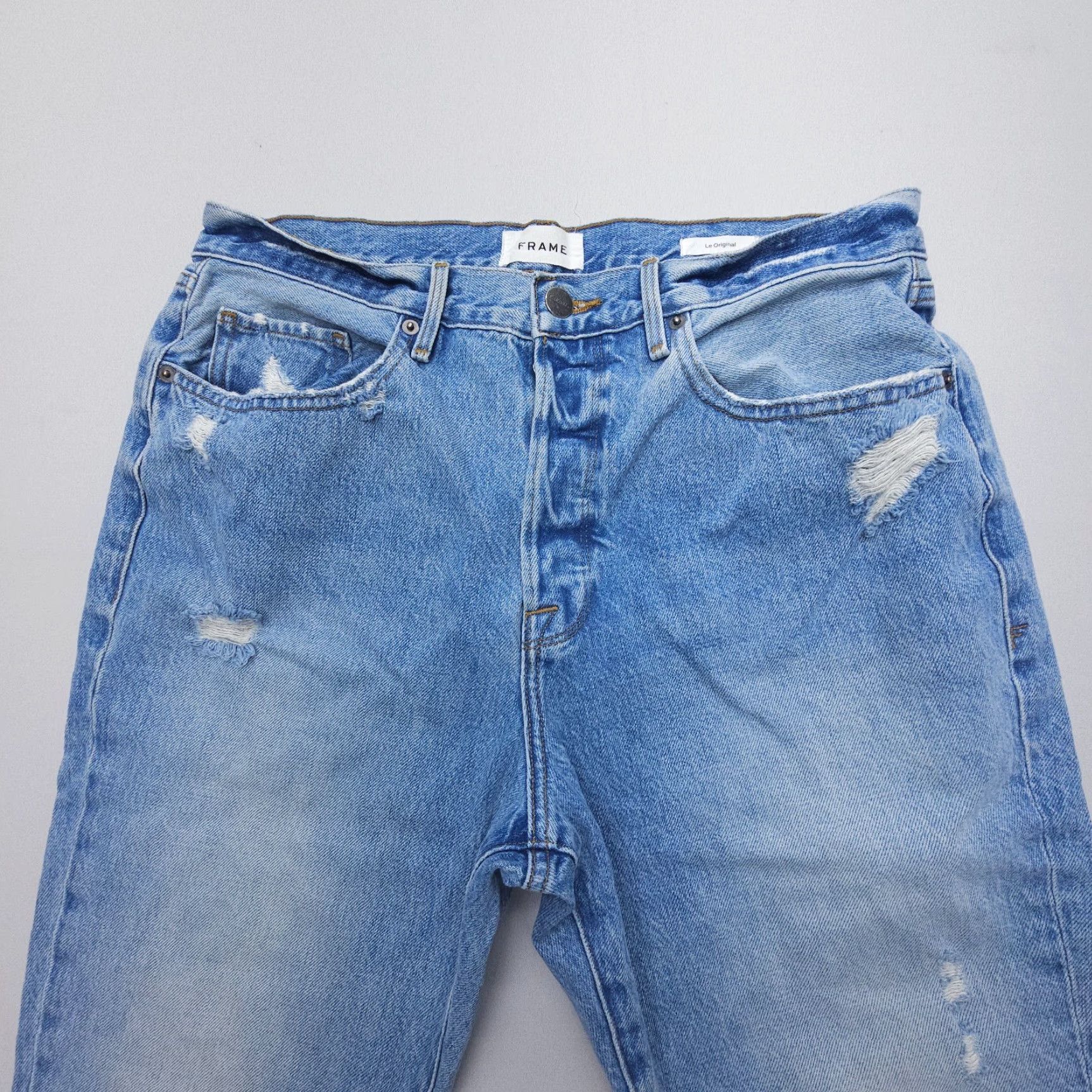 Frame FRAME Jeans Frame Le Original Jeans Distressed High Rise 31 Button Fly Straight Denim Blue 5-Pocket Women Mens? Size 24" / US 00 / IT 34 - 5 Thumbnail