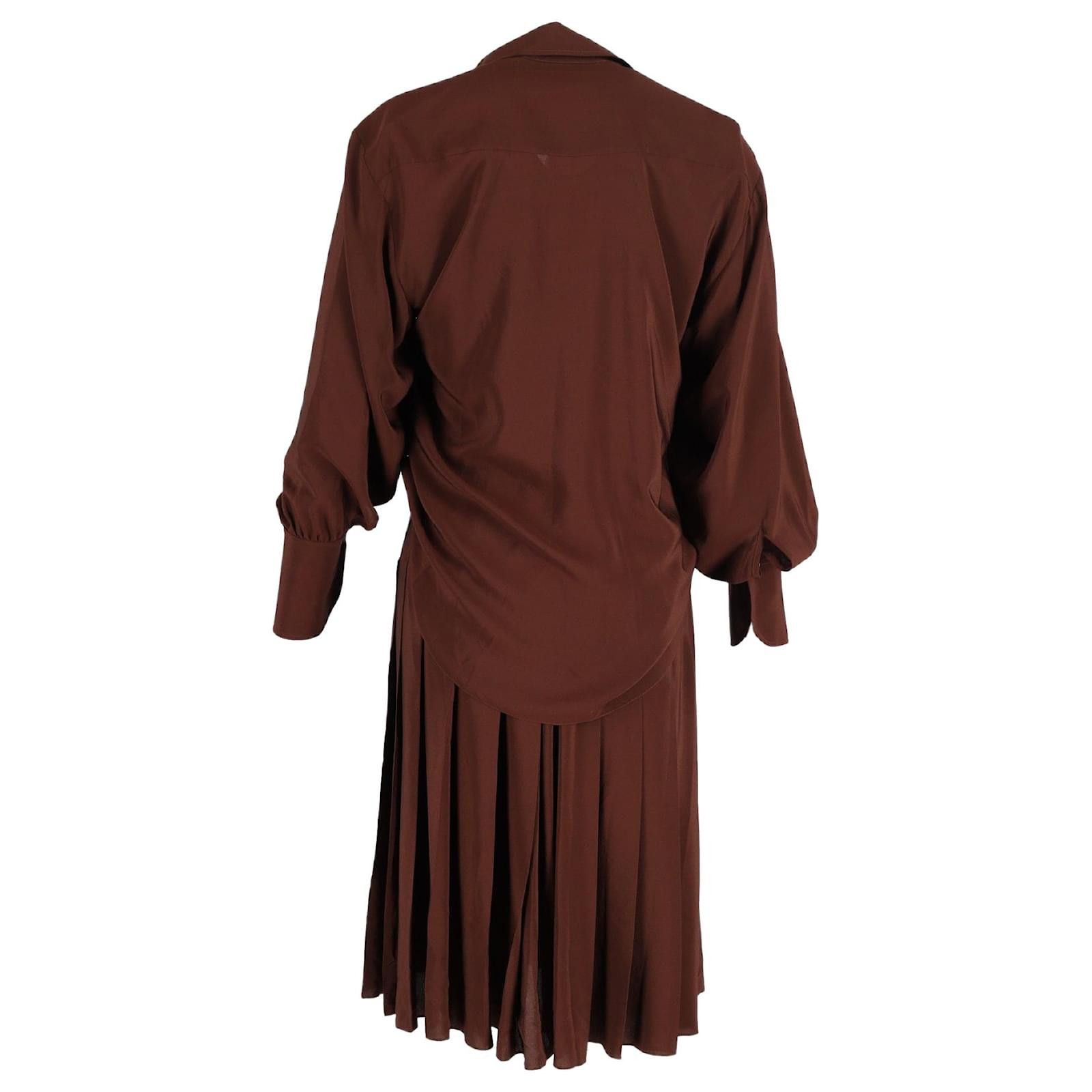 Chloe o1y0825 Midi Dress in Chocolate Brown Size XS / US 0-2 / IT 36-38 - 3 Thumbnail