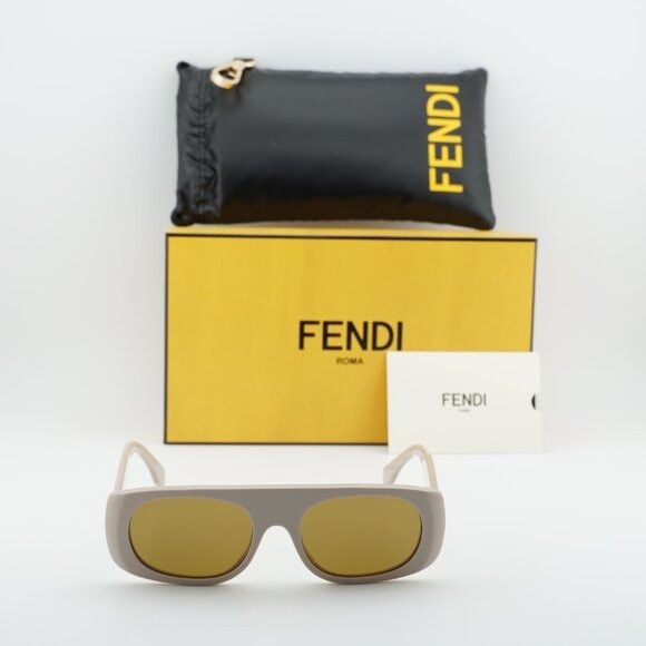 Fendi Fendi FE40169I 45E Sunglasses Shiny Brown Rectangle Frame Size ONE SIZE - 10 Thumbnail