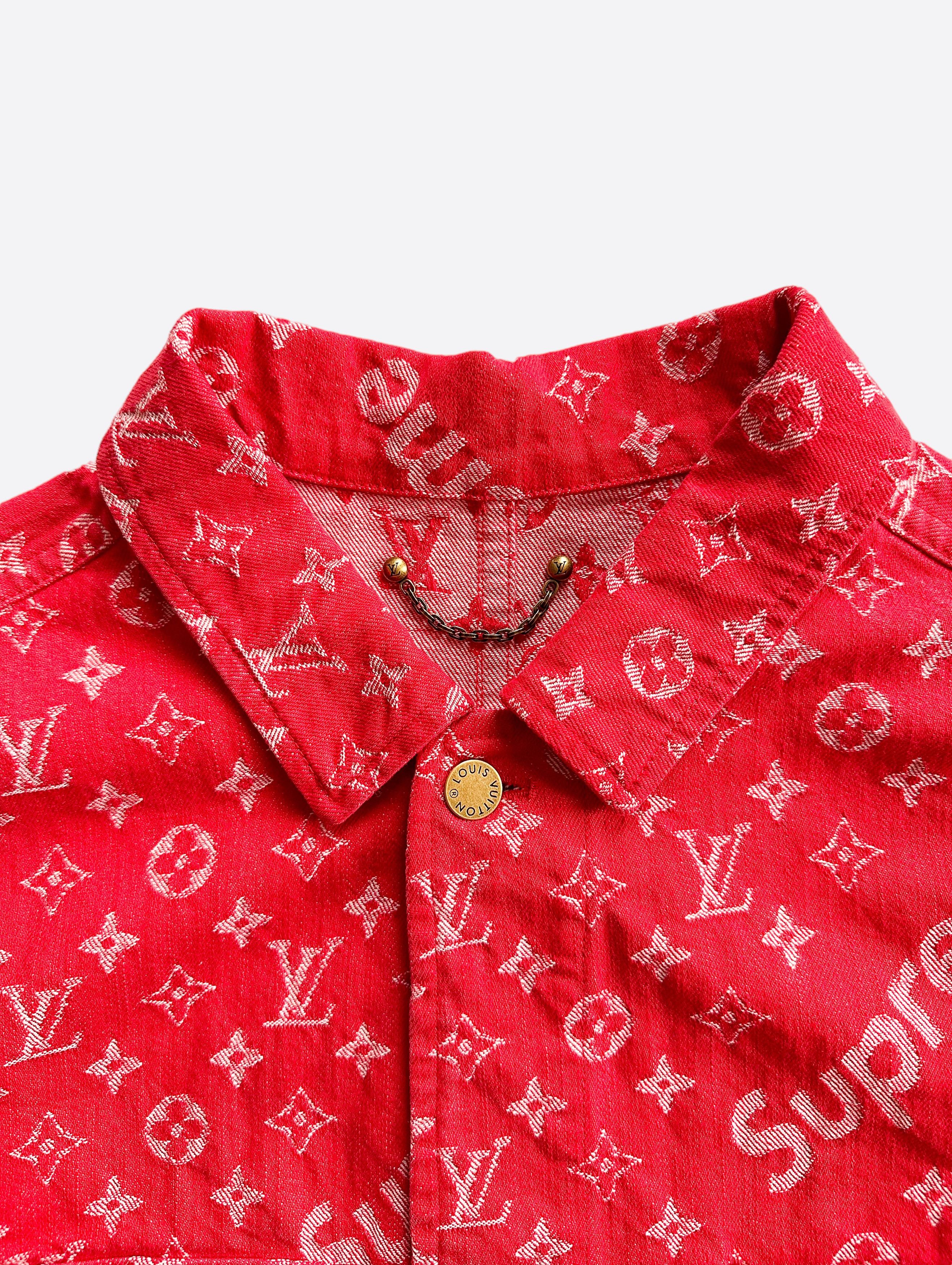 Louis Vuitton × Supreme Louis Vuitton Supreme Red Monogram Chore Jacket 1/1 Size US XL / EU 56 / 4 - 3 Thumbnail