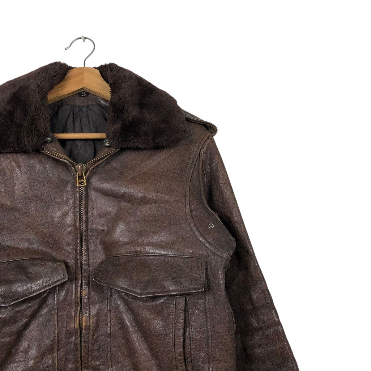 Japanese Brand 🔥VINTAGE LEATHER JACKET BIKER FREETIME FUR COLLAR Size US S / EU 44-46 / 1 - 2 Thumbnail