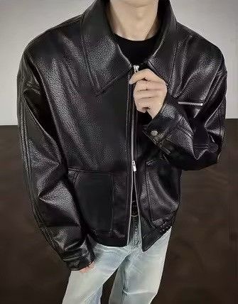 Japanese Brand PU Leather Coats Turn-down Collar Zipper Jacket Size US L / EU 52-54 / 3 - 12 Thumbnail