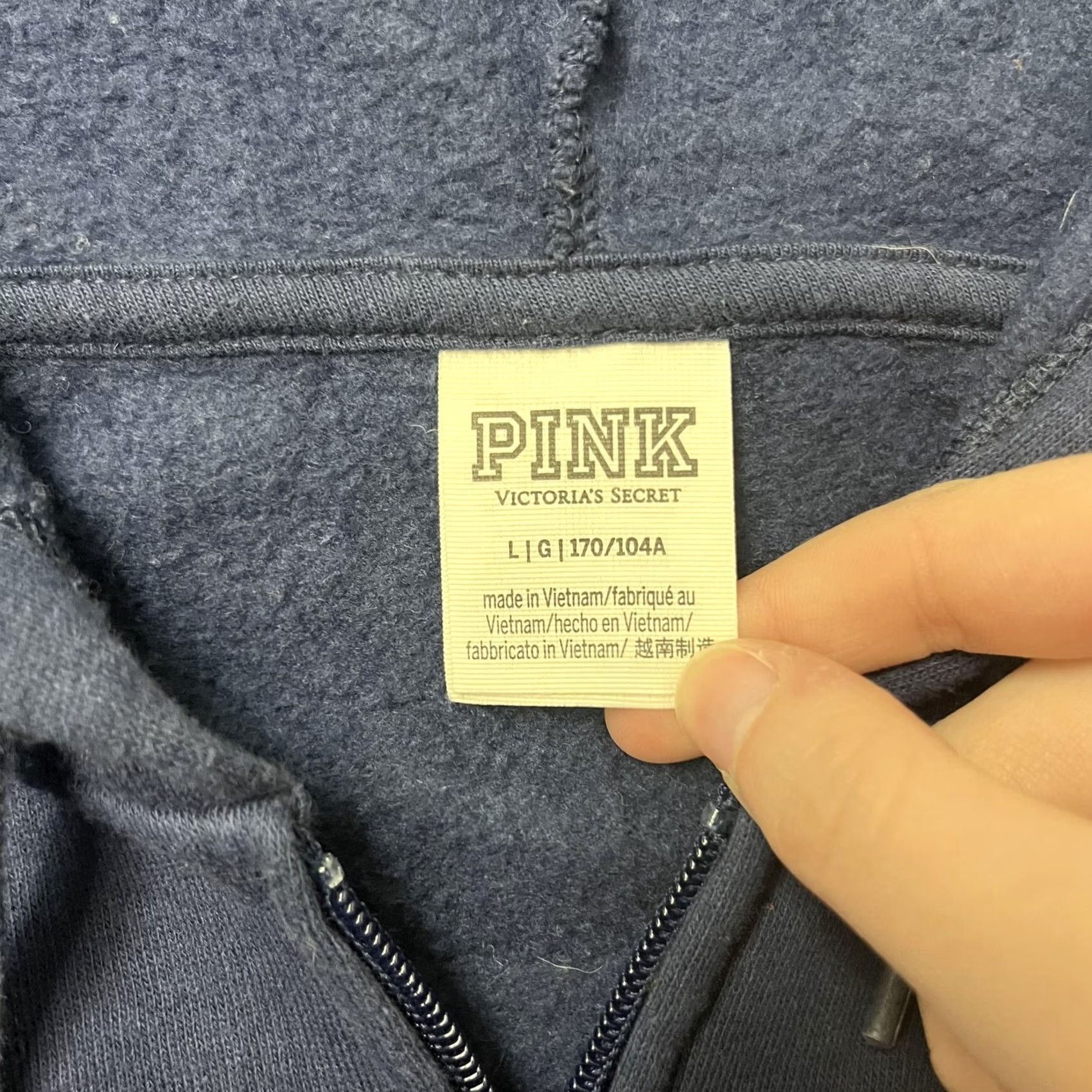 Vintage PINK Victoria's Secret Hoodie Womens L Blue Full Zip Fleece Logo Pullover Size L / US 10 / IT 46 - 3 Thumbnail