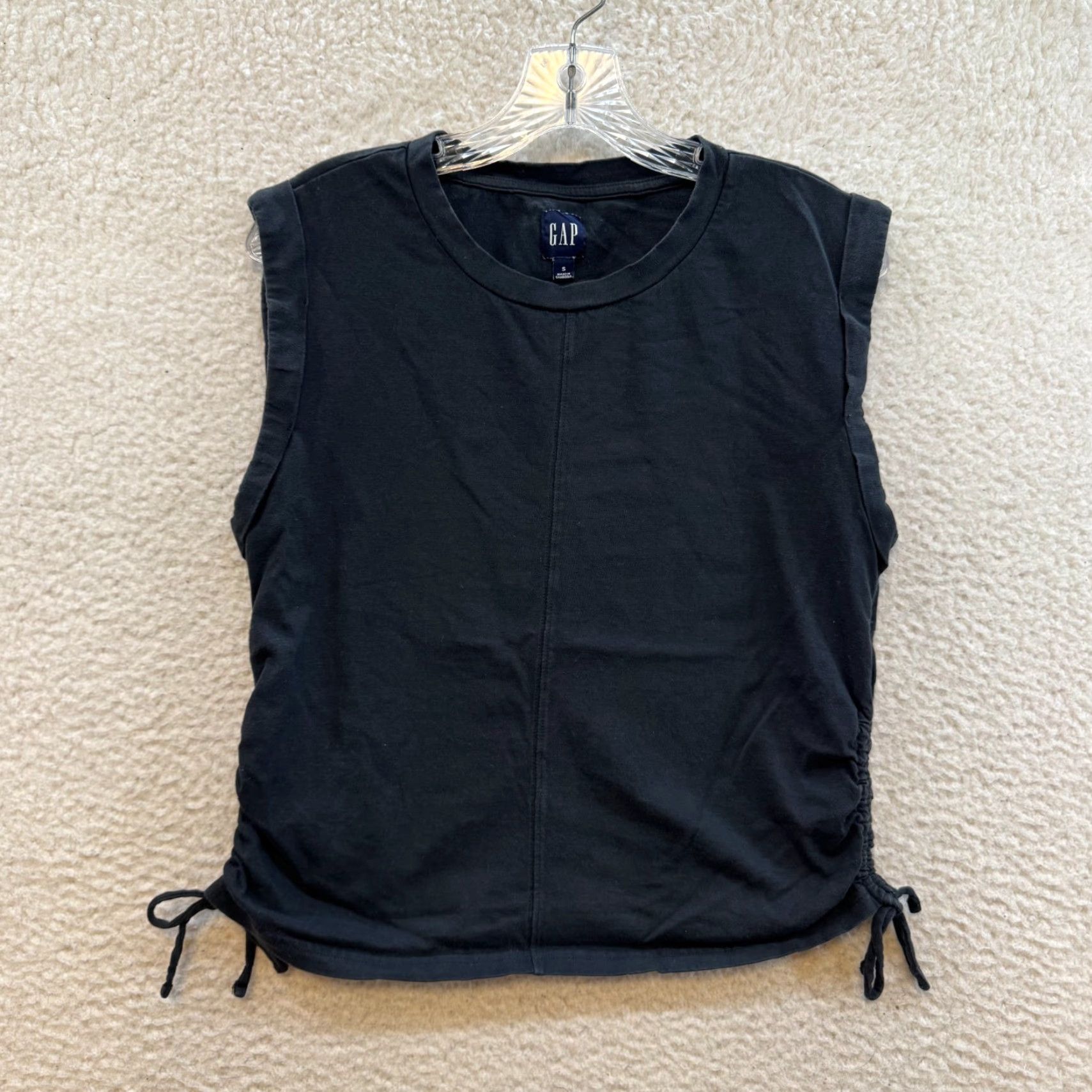 Gap Gap Muscle Tank Top Small Womens Black Ruched Tie Sleeveless Casual Minimalist Tank Shirt S Womens Black Tank Top Size S / US 4 / IT 40 - 2 Thumbnail
