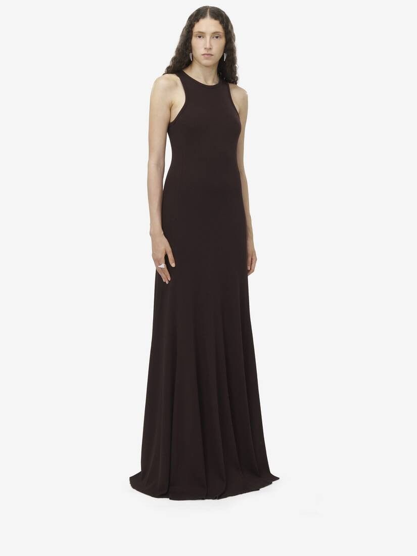 Alexander McQueen o1srvl11e0226 Sleeveless Long Dress In Brown Size L / US 10 / IT 46 - 3 Thumbnail