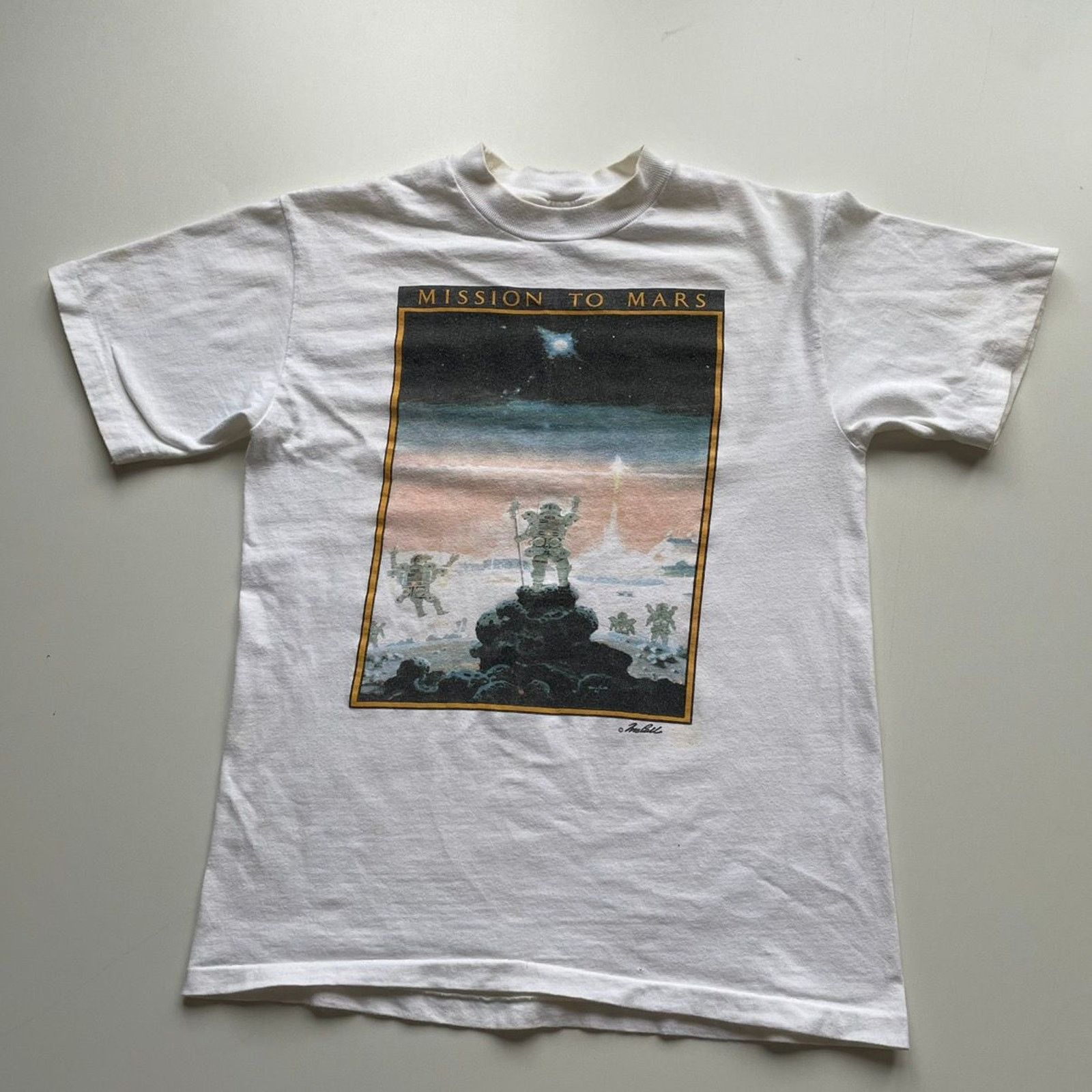 Hanes Vintage 90s Mission To Mars Astronaut Art T Shirt Small Rare Size US S / EU 44-46 / 1 - 1 Thumbnail