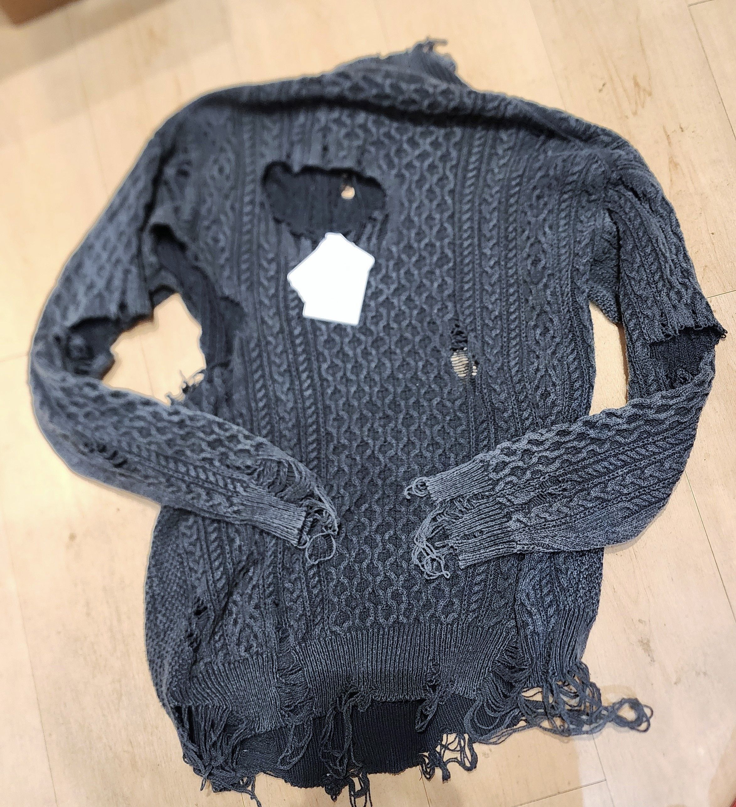 Maison MIHARA YASUHIRO MIHARA YASUHIRO OVER DYED DISTRESSED KNIT CABLE CARDIGAN Size US L / EU 52-54 / 3 - 3 Thumbnail
