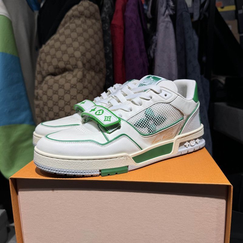 Louis Vuitton Louis Vuitton Vintage Trainer Sneakers in White and Green - Size US 7.5 / EU 40-41 - 1 Thumbnail
