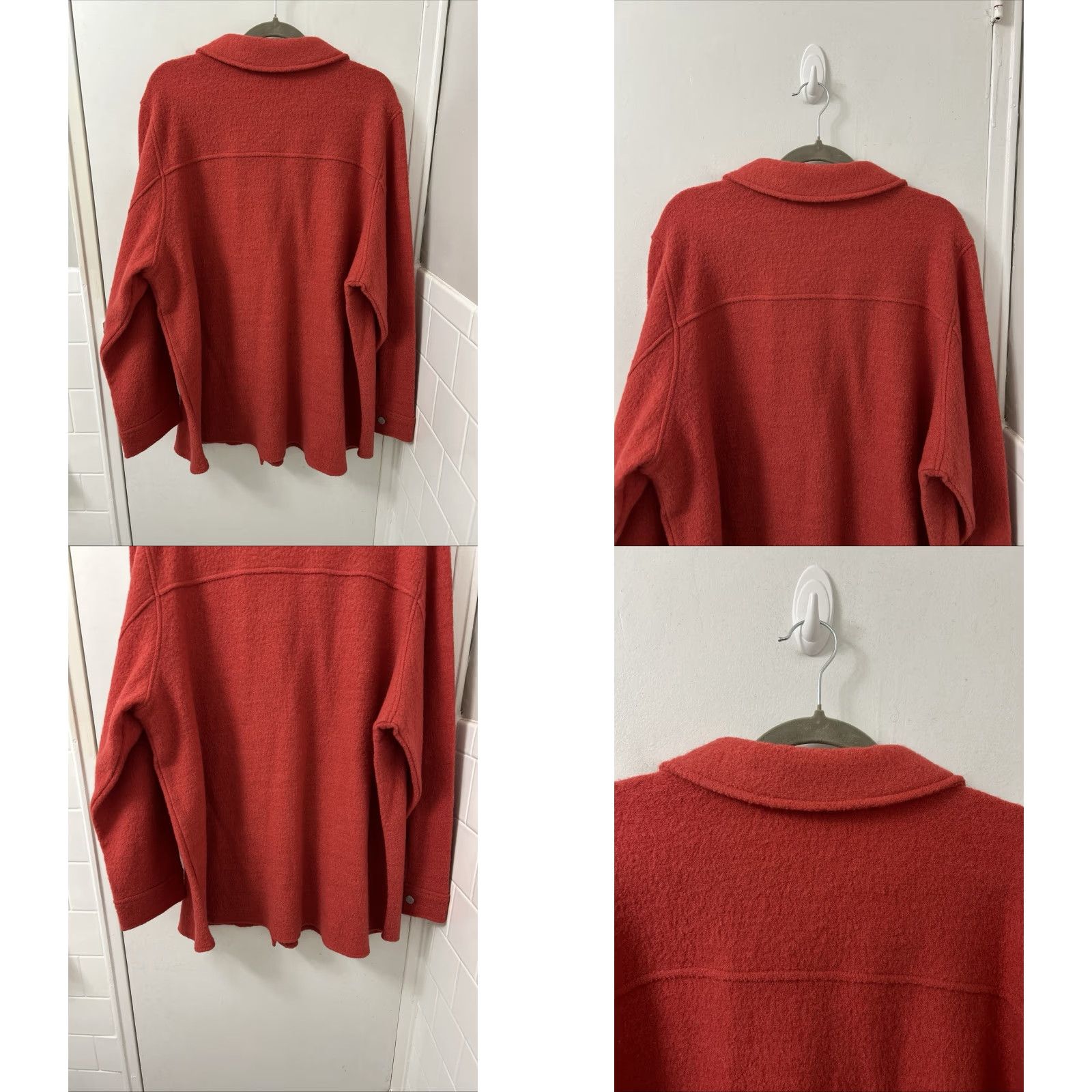 Vintage Appleseed's Shirt Jacket Womens 2XL Red 100% Wool Long Sleeve Button Front Coat Knit Classic Fall Winter Size XXL / US 16-18 / IT 52-54 - 8 Thumbnail
