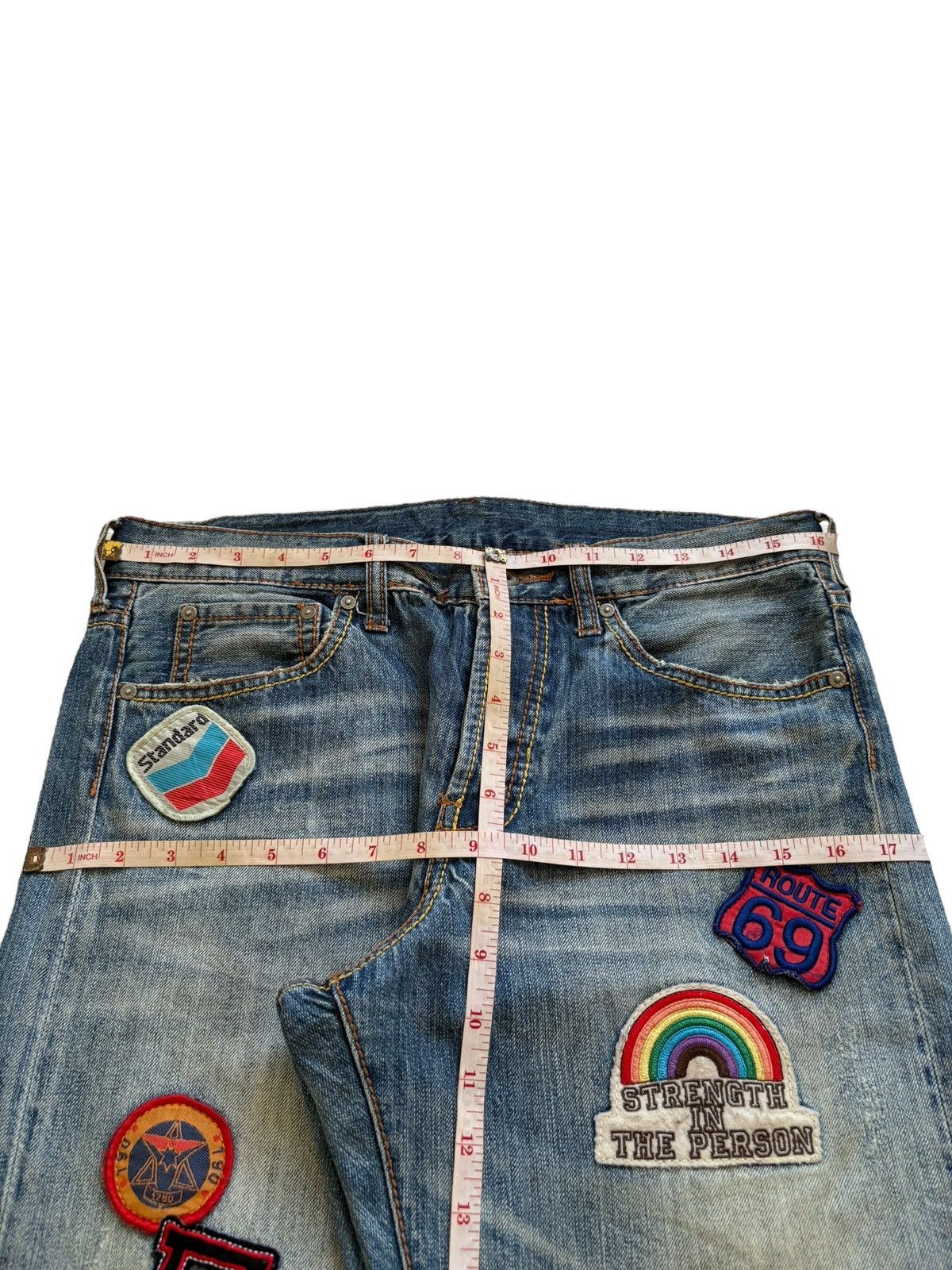 Japanese Brand Vintage Japanese Brand Patches Faded Wash Baggy Jeans Size US 32 / EU 48 - 11 Thumbnail