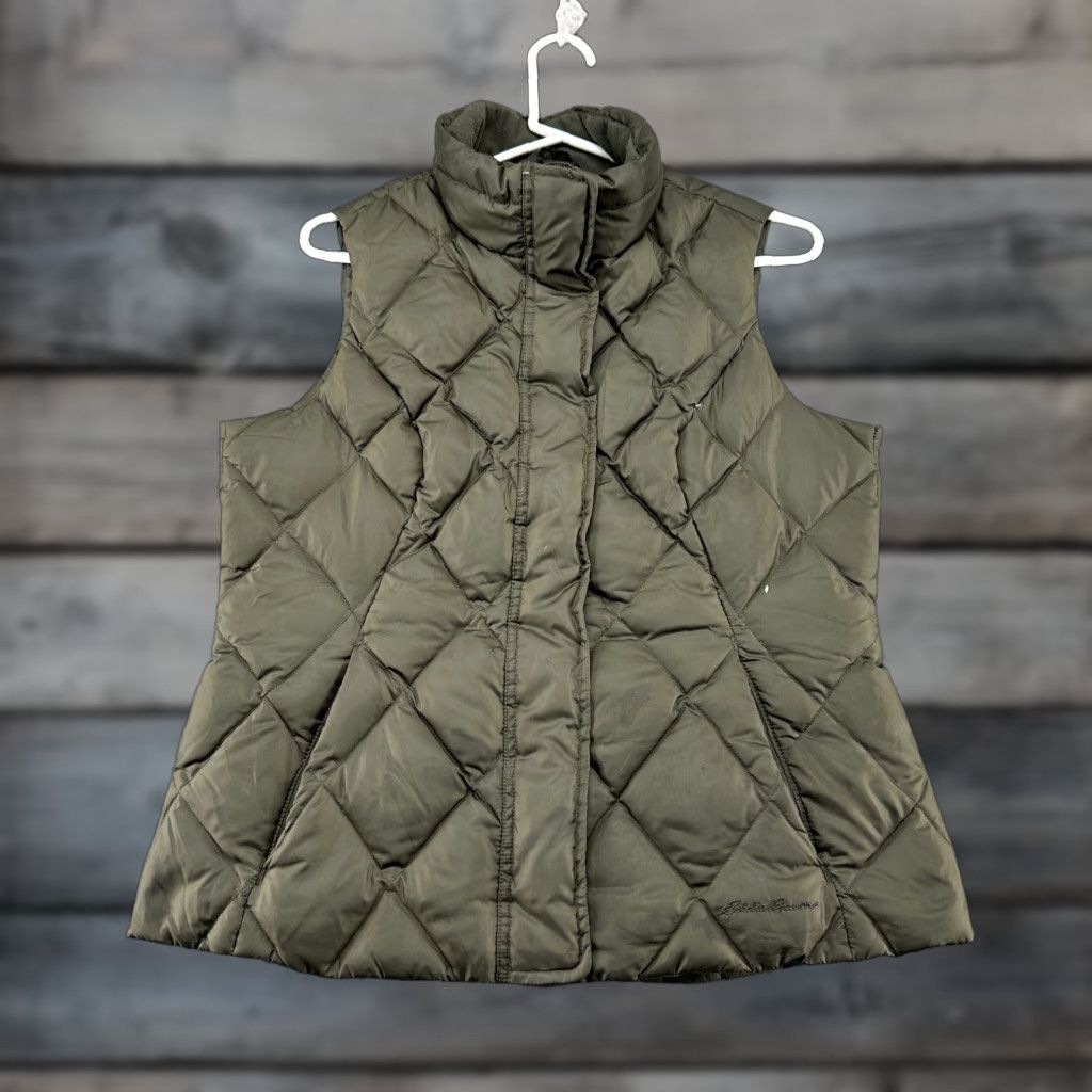Eddie Bauer Eddie Bauer Vest Womens M Green Puffer Goose Down Full Zip Quilted Vest Mens? Wait. Size M / US 6-8 / IT 42-44 - 1 Thumbnail