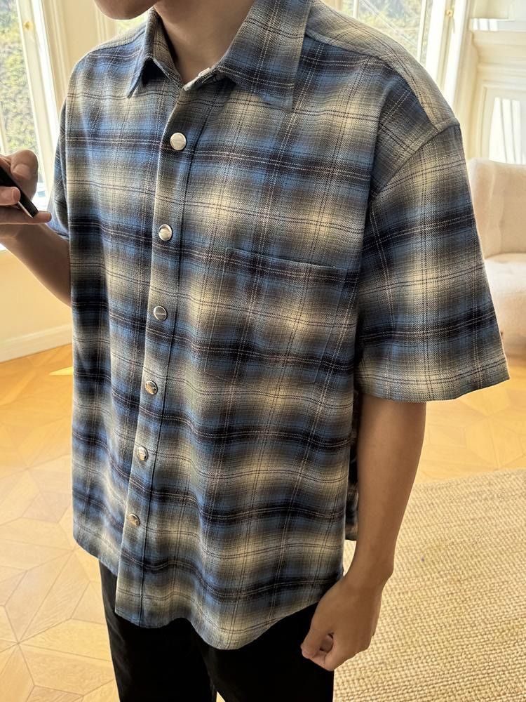 Japanese Brand × Vintage Flannel blue plaid men's plaid shirt y2k Size US M / EU 48-50 / 2 - 4 Thumbnail