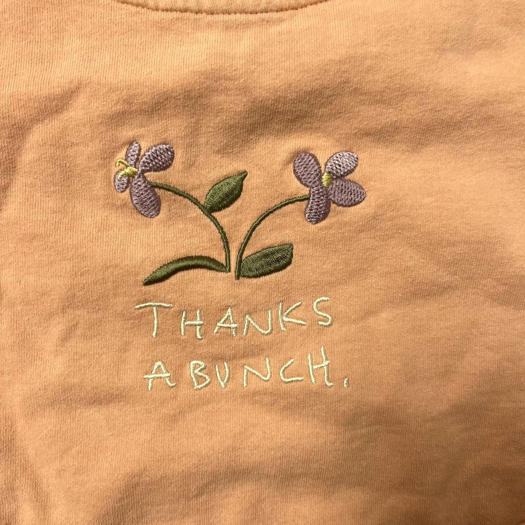 Urban Outfitters Urban Outfitters Sweatshirt Womens XS/S Orange Thanks A Bunch Floral Embroidered Size XS / US 0-2 / IT 36-38 - 2 Thumbnail