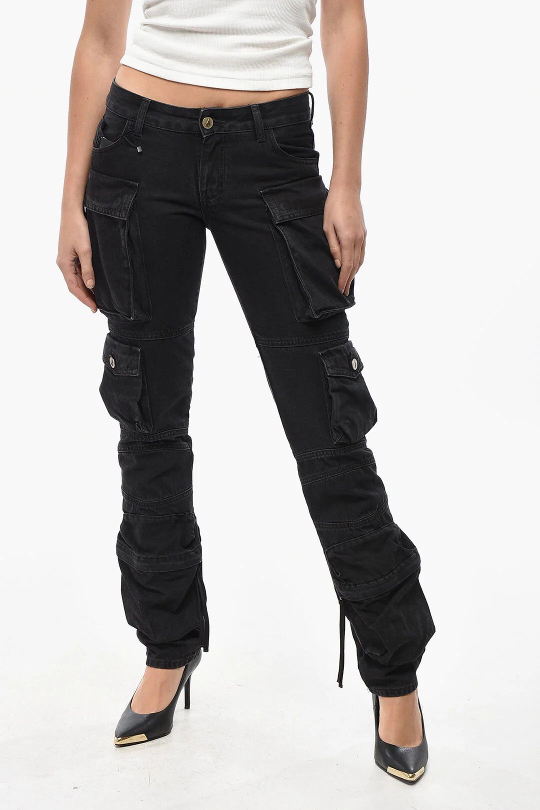 The Attico og1mm0426 Dark Wash Cargo Jeans in Black Size 25" / US 0 / IT 36 - 1 Thumbnail