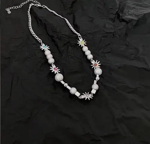 Students Colorful Sun Smiley Reflective Pearl Clavicle Chain🔥🔥🔥 Size ONE SIZE - 2 Thumbnail