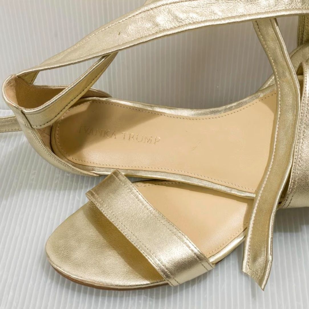 Vintage Ivanka Trump Gold Leather Flats w/ Ankle Ties Size 8 Women’s Flat Leather Gold 8 Womens Shoes Size US 8 / IT 38 - 7 Thumbnail