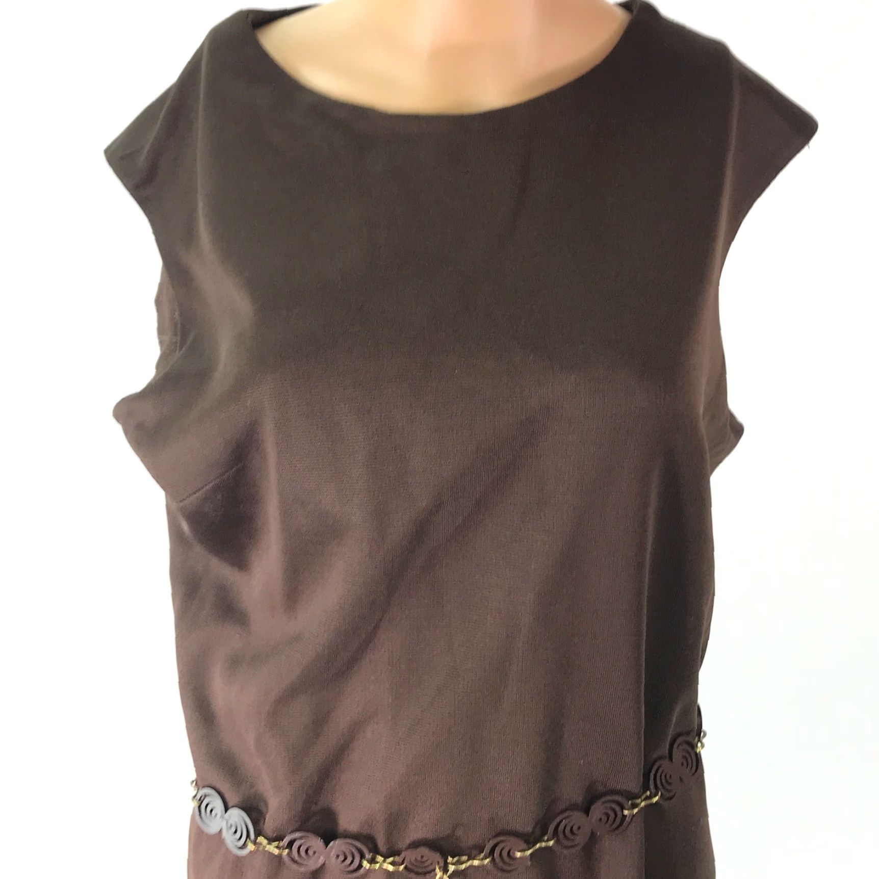 Vintage VINTAGE Lady Carol Sleeveless Brown Sheath Dress Size M 60s 70s Womens Cocktail Size M / US 6-8 / IT 42-44 - 3 Thumbnail