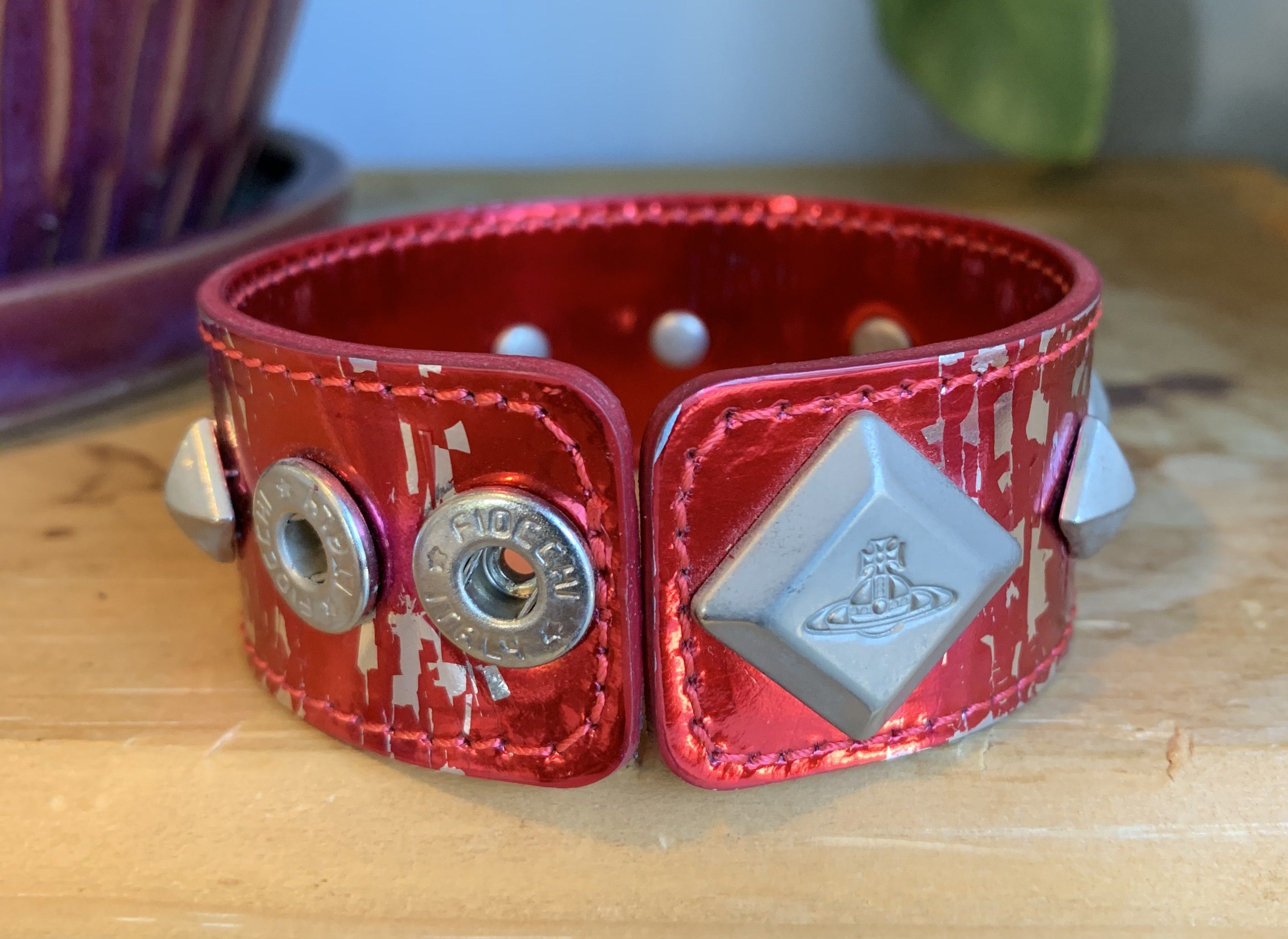 Vivienne Westwood Vivenne Westwood Studded Metallic Leather Orb Bracelet Size ONE SIZE - 5 Thumbnail