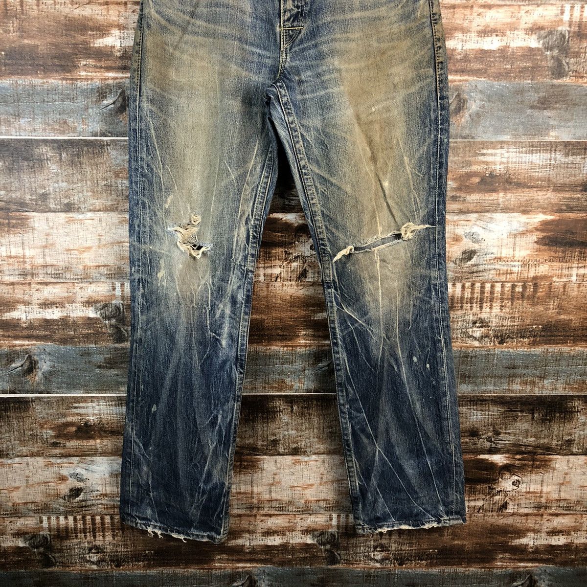 Levi's Levis 502 Blue faded ripped vintage jeans Denim Pants #A2608 Size US 33 - 3 Thumbnail
