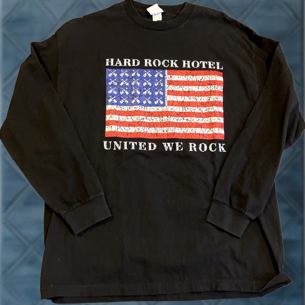 Hard Rock Cafe VINTAGE Hard Rock Hotel Las Vegas United We Rock Long Sleeve T Shirt XL Men Black Cotton Logo Crew Neck Rock 90s Theme Size US XL / EU 56 / 4 - 1 Thumbnail