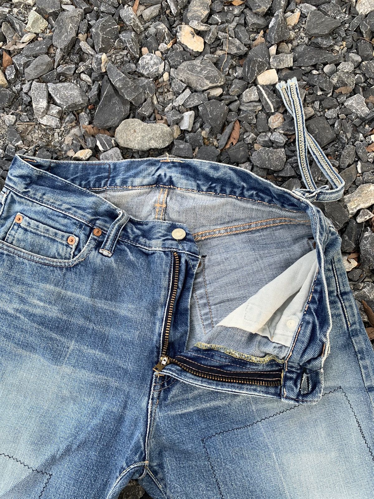 Kapital BLUE BLUE JAPAN INDIGO SELVEDGE RUSTY DISTRESSED DENIM Size US 31 - 16 Thumbnail