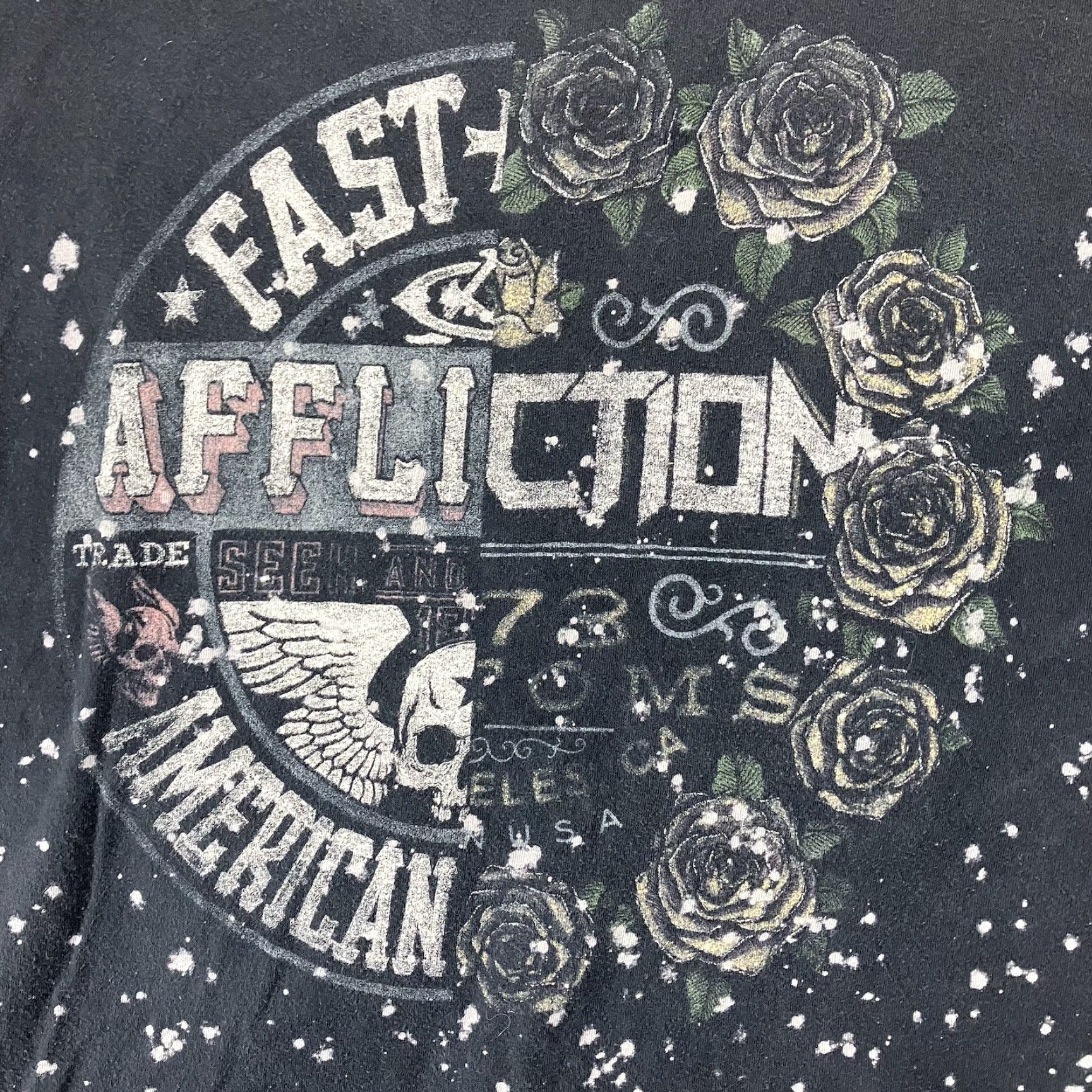Affliction VINTAGE Affliction Y2K T-Shirt Women Medium Black Biker Rocker Goth Motorcycle 90s Retro Size M / US 6-8 / IT 42-44 - 4 Thumbnail