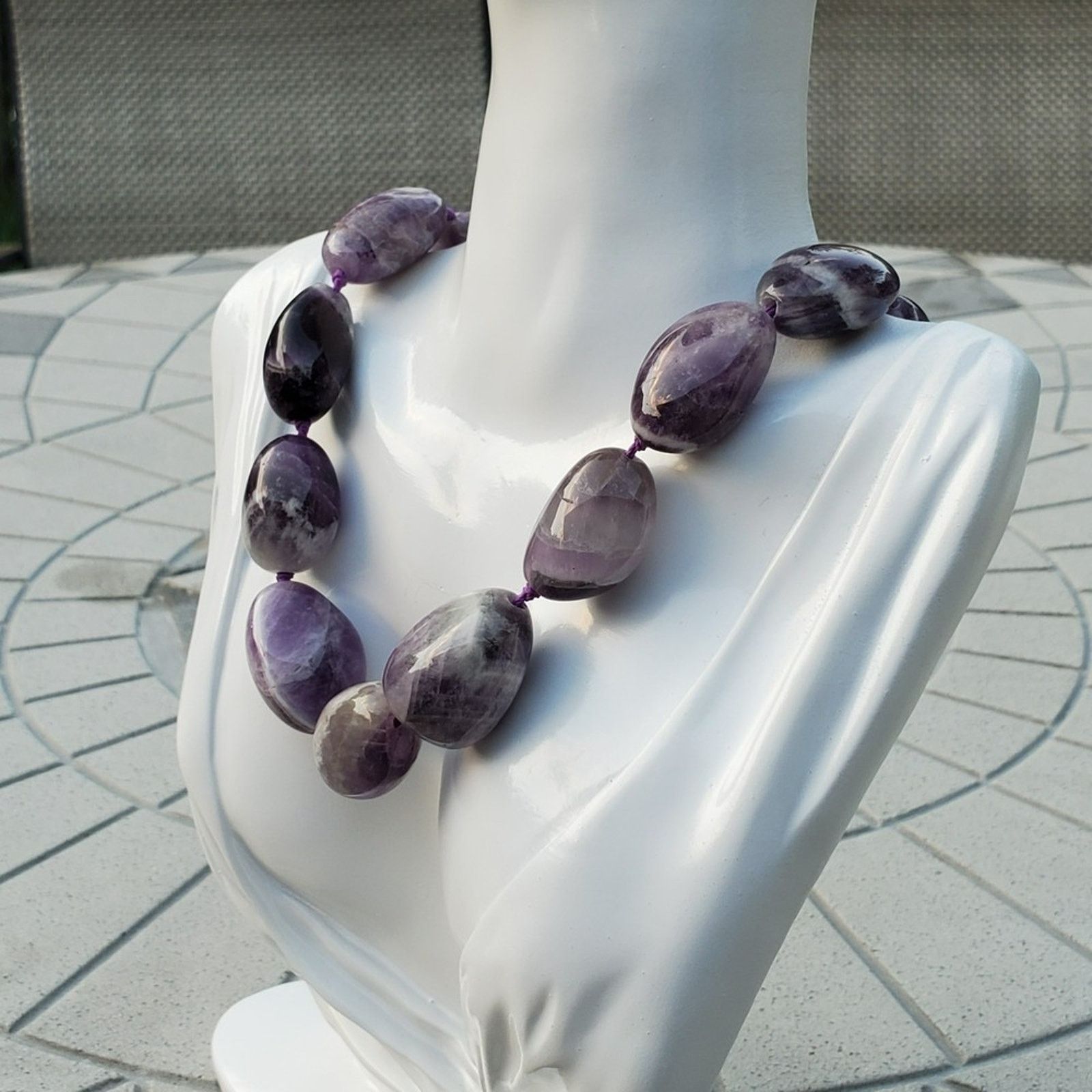 Designer MMA BMCo Sterling Silver Polished Chevron Amethyst Necklace Size ONE SIZE - 10 Thumbnail