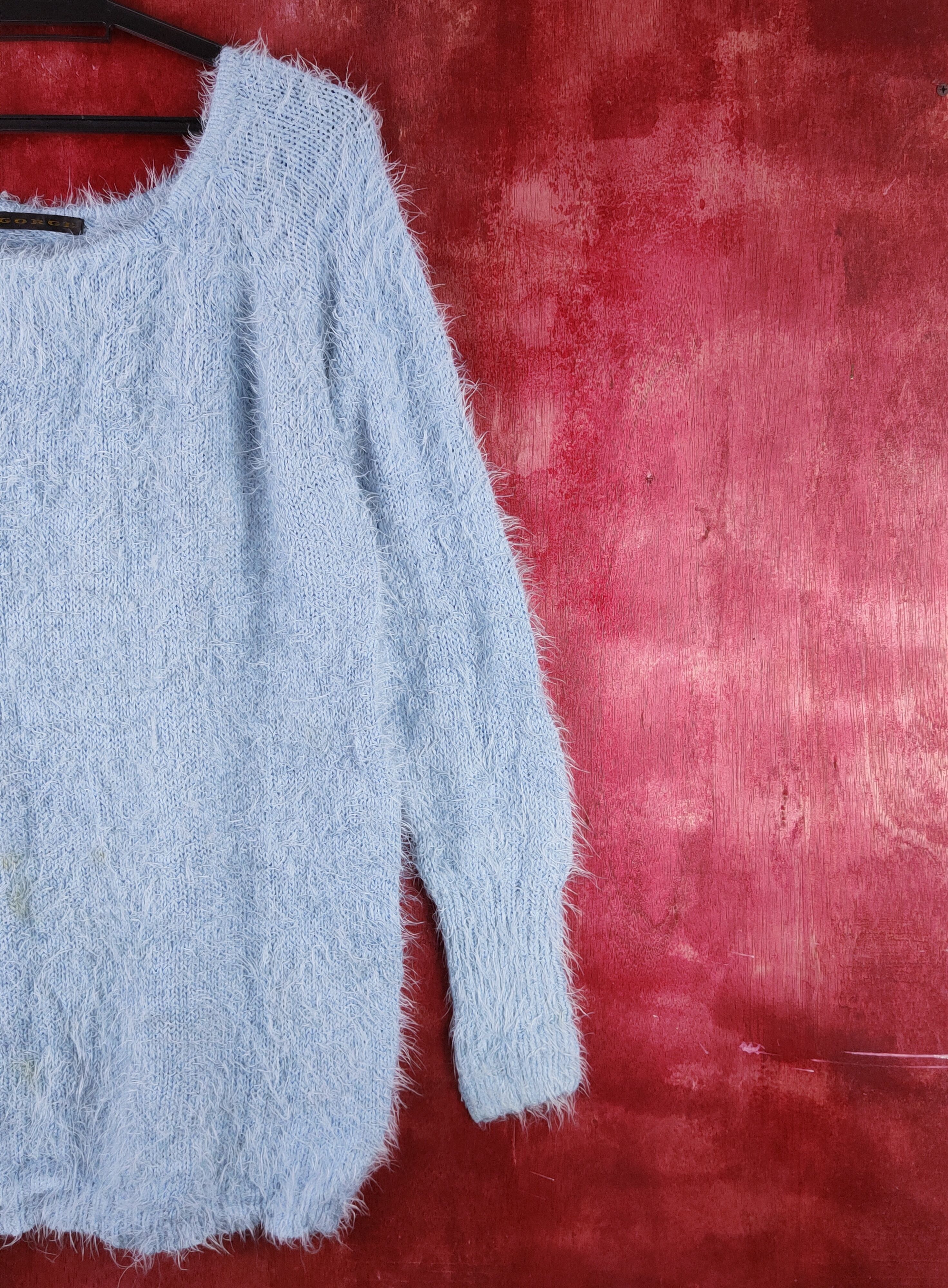 Japanese Brand Gorge Blue Shag Shaggy Fur Mohair Knitwear #S1928 Size M / US 6-8 / IT 42-44 - 5 Thumbnail