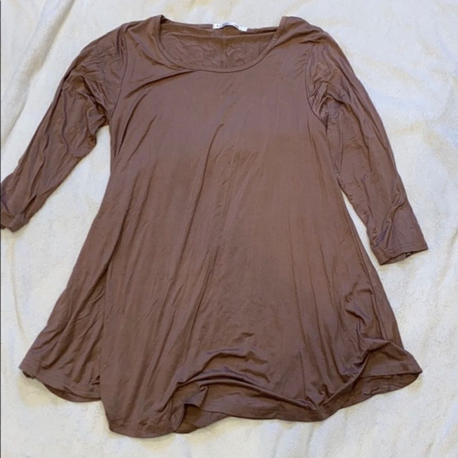 Other Jollie Lovin Tan 3/4 Sleeve Flower Swing Dress | Sz S Size S / US 4 / IT 40 - 2 Thumbnail