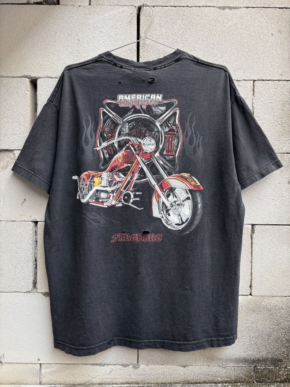 West Coast Choppers Thrashed Faded AMERICAN CHOPPER T Shirt Distressed Grunge Size US XL / EU 56 / 4 - 3 Thumbnail